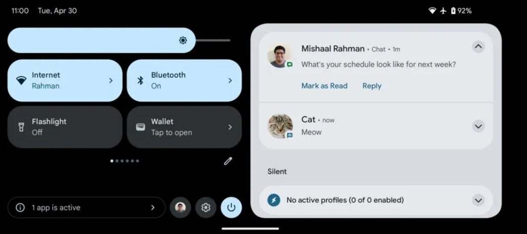 The new notification page in landscape mode will offer more structured and useful information and controls - Android 15 release date prediction, supported devices, and must-know features