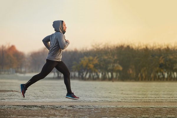 Person jogging outside.