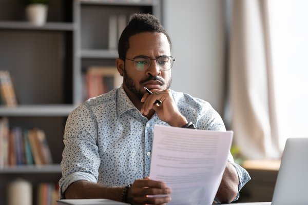 A person looking at documents.