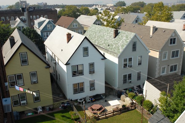 Overhead shot of houses in Newark, New Jersey.