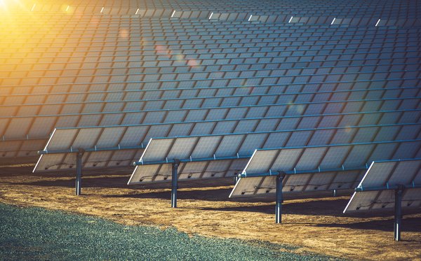 Rows of solar panels.