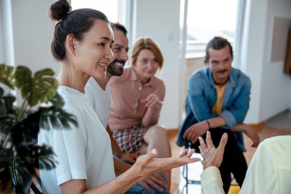 Group of people talking.