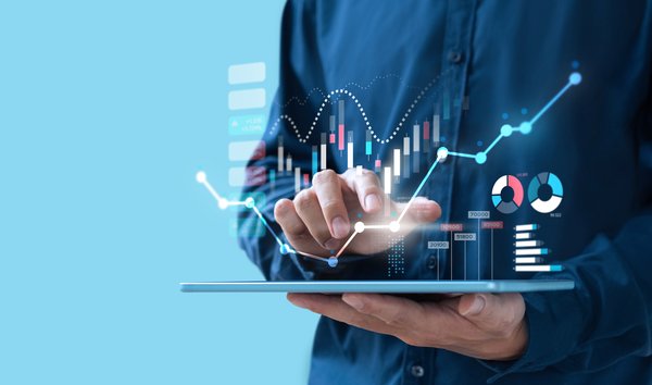 dividends person chart on tablet