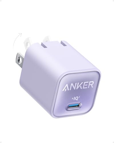 30W USB C GaN Charger, Anker 511 Charger (Nano 3), PIQ 3.0 Foldable Fast Charger for iPhone 15 Series, Galaxy, iPad (Cable Not Included)—Lilac Purple