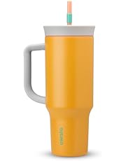 Owala Stainless Steel Triple Layer Insulated Travel Tumbler with Spill Resistant Lid, Straw, and Carry Handle, BPA Free, 40 oz, Orange (Tropical)