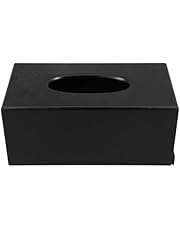 Luxshiny Rectangular Wood Tissue Box Cover Rustic Facial Tissue Holder Cover Decorative Tissue Cube Cover for Tabletop Night Stands Bathroom Office Black