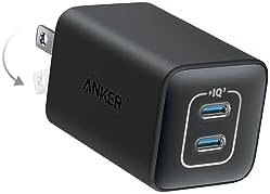 Anker 47W USB C Charger (Nano 3), 2 Port Compact Foldable GaN Fast Charger for iPhone 15/15 Plus/15 Pro/15 Pro Max/14, Galaxy, Pixel 4/3, iPad/iPad Mini (Cable Not Included) - Black