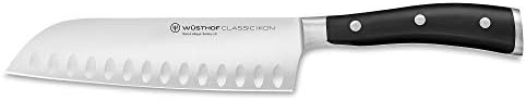 WÜSTHOF Classic IKON 7" Hollow Edge Santoku Knife, Black