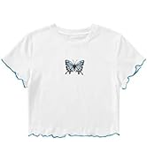 SweatyRocks Women's Basic Crop Top Short Sleeve Round Neck Tee T-Shirt