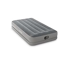 Intex 64112E Dura-Beam Standard Prestige Air Mattress: Fiber-Tech – Twin Size – Built-in USB Electric Pump – 12in Bed Heigh…