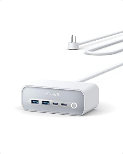 Anker 525 Charging Station, 7-in-1 USB C Power Strip for iphone13/14, 5ft Extension Cord with 3AC,2USB A,2USB C,Max 65W Power Delivery Desktop Accessory for MacBook Pro, Home, office (Aurora White)