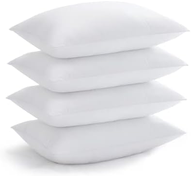 Acanva Bed Pillows for Sleeping, Cooling Hotel Quality with Premium Soft 3D Down Alternative Fill for Back, Stomach or Side Sleepers, Queen (Pack of 4), White 4 Count