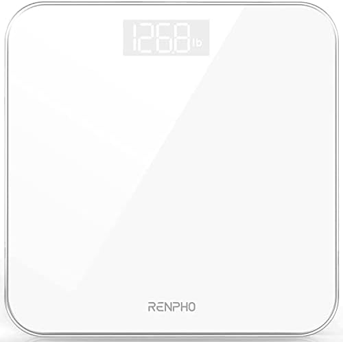 RENPHO Digital Bathroom Scale, Highly Accurate Body Weight Scale with Lighted LED Display, Round Corner Design, 400 lb, White - Core 1S