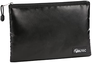 Veltec Fireproof and Waterproof Zipper Pouch Bag for Valuables, Documents, Notary Stamps, Devices, Passports and Cash (11.5x8 inches)