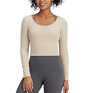 G4Free Barefeel Slim Fitted Womens Long Sleeve Crop Workout Tops Low Back Athletic Yoga Exercise ...