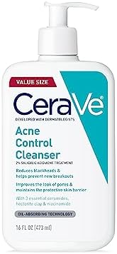 CeraVe 2% Salicylic Acid Acne Face Wash - Purifying Clay Cleanser for Oily Skin,16 fl oz, (Pack of 1)