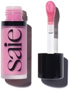 Saie Dew Blush - Lightweight Liquid Blush with a Blendable + Buildable Cream Finish - Dewy Cheek Tint with Doe Foot Wand Makeup Applicator - Cool Baby Pink Blush - Baby (.40 oz)