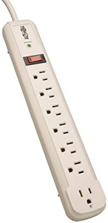 Tripp Lite 7 Outlet (6 Right Angle + 1 Transformer Outlet) Surge Protector Power Strip, 4ft Cord, Lifetime Limited Warranty & $25K INSURANCE (TLP74R), Light Gray
