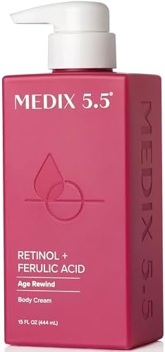 Medix 5.5 Retinol Body Lotion Firming Moisturizer | Crepey Skin Care Treatment | Retinol Body Cream | Retinol Cream Targets Look Of Crepe Skin, Wrinkles, Sagging Skin, & Sun Damaged Skin, 15 Fl Oz