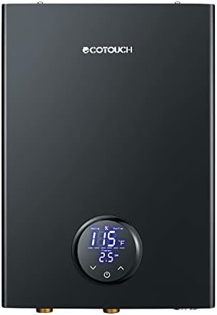 Electric Tankless Hot Water Heater,ECOTOUCH 18kW on Demand Instant Water Heater 240V, Self-Modulation Point of Use Hot Water Heater Whole House ECO180B Black