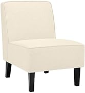 Giantex Upholstered Accent Chair, Fabric Single Sofa Armless Accent Chair w/Solid Rubber Wood Leg...
