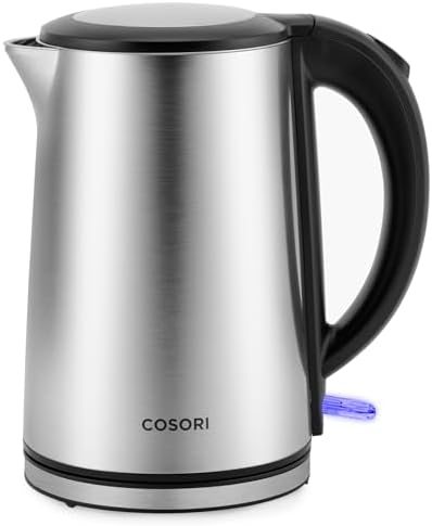 COSORI Electric Kettle, Cool-Touch Double Wall Stainless Steel Insulated, Automatic Shut Off & Boil-Dry Protection, Durable Tea Kettle Boiler & Heater, 1.5L/1500W, Silver