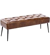 Duhome Button-Tufted Ottoman Bench, Upholstered Bedroom Benches Leather Footrest Stool Accent Ben...