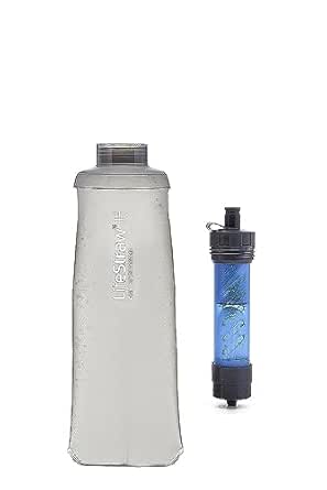 LifeStraw Flex Multi-Function Water Filter System with 2-Stage Carbon Filtration for Hiking, Camping and Emergency Preparedness,Black,10.6 x 3.9 in|26.9 x 9.9 cm