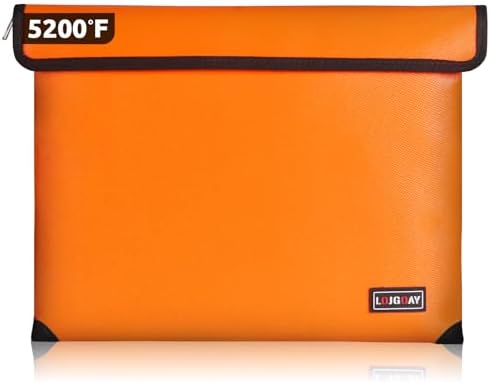 Fireproof Bag with 5200℉ Thermal Insulated, Waterproof Fireproof Box with Zipper, Fireproof Money Bag for Cash, Fireproof Safe Bags for Home Safe Bank Valuable Documents (Orange, 13.9"x10.6")