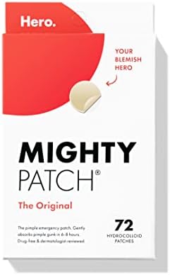 Mighty Patch Hero Cosmetics Original Patch - Hydrocolloid Acne Pimple Patch for Covering Zits and Blemishes, Spot Stickers for Face and Skin (72 Count)