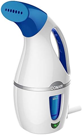 Conair Handheld Travel Garment Steamer for Clothes, CompleteSteam 1100W, For Home, Office and Travel,White / Blue