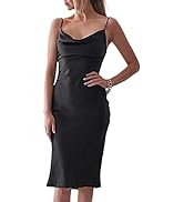 xxxiticat Women's Sleeveless Spaghetti Strap Satin Dress Cocktail Beach Evening Party Cowl Neck D...