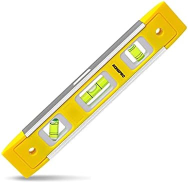 RONGPRO 9 Inch Torpedo Level, Magnetic Box Level with 45°/90°/180° Bubbles, Shock Resistant Bubble Level Tool for Measuring