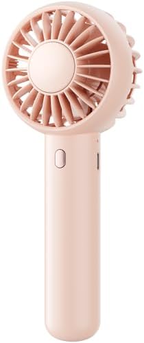 Gaiatop Mini Portable Fan, Powerful Handheld Fan, Cute Design 3 Speed Personal Small Desk Fan with Base, Lightweight Makeup USB Rechargeable Fan for Stylish Girl Women Travel Indoor Outdoor Pink