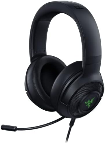 Headset Gamer, Razer, Kraken V3 X: Som surround 7.1 - Drivers Triforce 40 mm - Microfone cardioide dobrável HyperClear - Iluminação Chroma RGB - para PC - Preto clássico