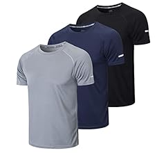 3 Pack Men's Workout Running Shirts Athletic Gym Tops Quick-Dry Moisture Wicking Anti-Odor Breathable Tee Crew Neck Short S…
