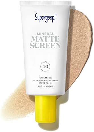 Supergoop! Mineral Mattescreen (SPF 40) - 45 mL - 100% Mineral, Oil-Free Broad Spectrum Sunscreen - Smooths Skin’s Appearance, Minimizes Pores & Controls Shine - Water & Sweat Resistant…