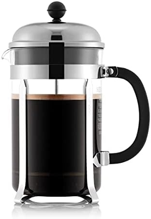 Bodum 51oz Chambord French Press Coffee Maker, High-Heat Borosilicate Glass, Polished Stainless Steel – Made in Portugal