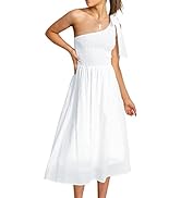 ANRABESS Women's Summer Casual Smocked Sundress One Shoulder Sleeveless Knot Flowy Bohemian Beach...