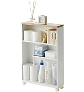 YAMAZAKI home Tower, White Rolling Slim Bathroom Cart With Handle