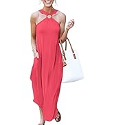 ANRABESS Women's Summer Casual Criss Cross Sundress Sleeveless Split Maxi Long Beach Dress with P...