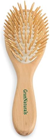 GranNaturals Wooden Brush with Wooden Bristles -Oval Wood Curly Hair Brush for Detangling and Styling for Womens Hair