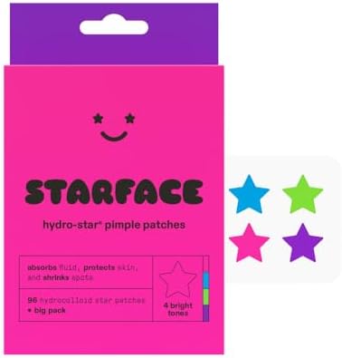 Starface Party Pack BIG PACK Hydro-Stars, Colorful Hydrocolloid Pimple Patches, Absorb Fluid and Reduce Redness, Cute Star Shape (96 Count)