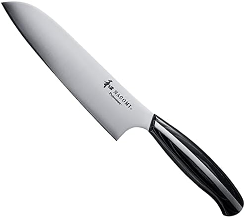 NAGOMI Professional 7 inch Santoku Knife - Made in Seki, Japan -Blade in Rare Stainless Steel & Black Pakkawood Handle