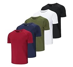 3 or 5 Pack Men's Workout Shirts Breathable Quick-Dry Gym Tops Moisture Wicking Anti-Odor Sport Short Sleeve T-Shirts for O…