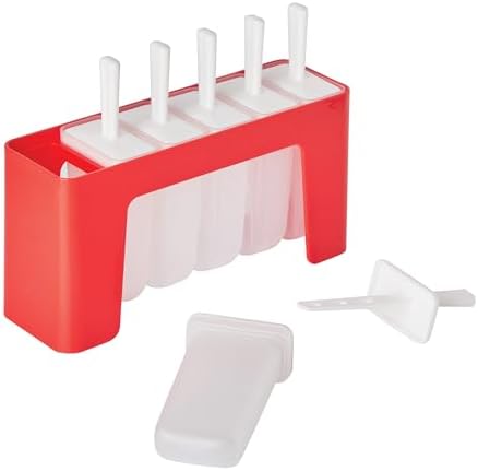 Tovolo Silicone Modern Popsicle Molds with Tray (Candy Apple) - Ice Pop Molds with 6 Cavities for Homemade Ice Pops & Frozen Snacks - Popsicle Maker with Drip-Guards, Dishwasher Safe & BPA-Free