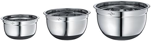 Küchenprofi Stainless Steel Non-Slip Mixing Bowls with Silicone Bottom, 3 Piece, 3 Pc Set