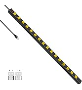 JUNNUJ Long Metal 16 Outlet Power Strip, Wide Spaced Garage Industrial Power Strip, Heavy Duty Po...