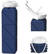 Popdigito Collapsible Water Bottles 20.7oz Collapsible Water bottle Leakproof with Straw Lid Food...