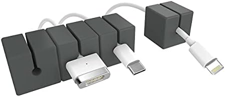 Function101 Cable Blocks - 4 Pack - Gray Color - Weighted and Magnetic Cord Holder/Cable Organizer - Flexible Silicone Blocks for Desk, Home, Office, Nightstand